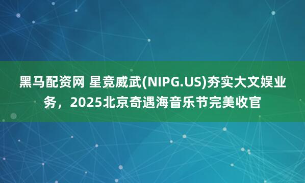 黑马配资网 星竞威武(NIPG.US)夯实大文娱业务，2025北京奇遇海音乐节完美收官